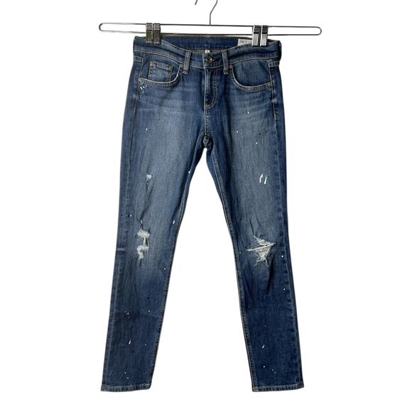 Rag & Bone Ankle Dre Capri Jeans Size‎ 24 Frayed Hem Distressed Denim - Picture 1 of 10